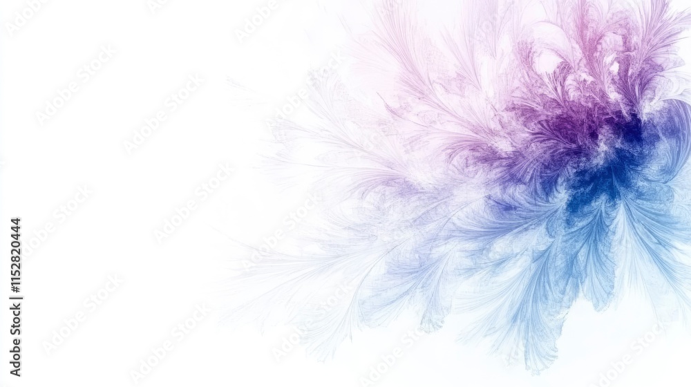 Fototapeta premium Abstract fractal pattern with delicate purple and blue hues radiating from a central focal point in soft, flowing design