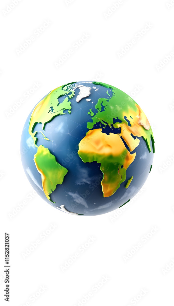 Obraz premium 3d tech style earth globe isolated on white background, low-poly