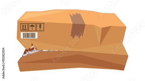 Damaged cardboard box vector illustration