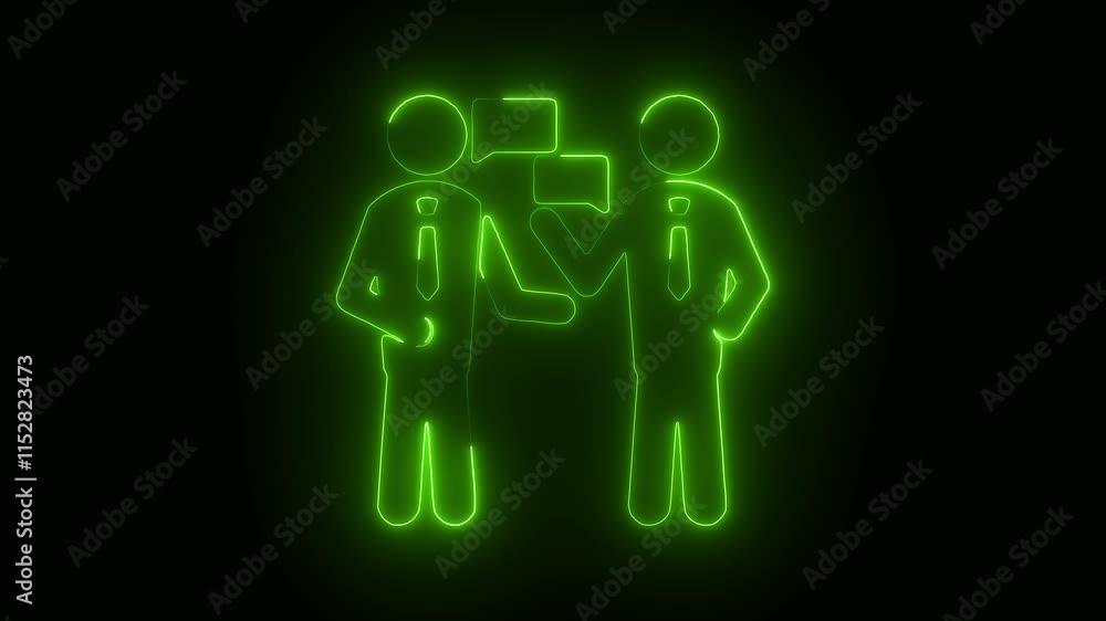 Glowing Neon Animation of Office Hours Icon on Black Background. HD Video Motion Graphic Animation Glowing Neon Animation of Office Hours Icon on Black Background. HD Video Motion Graphic Animation