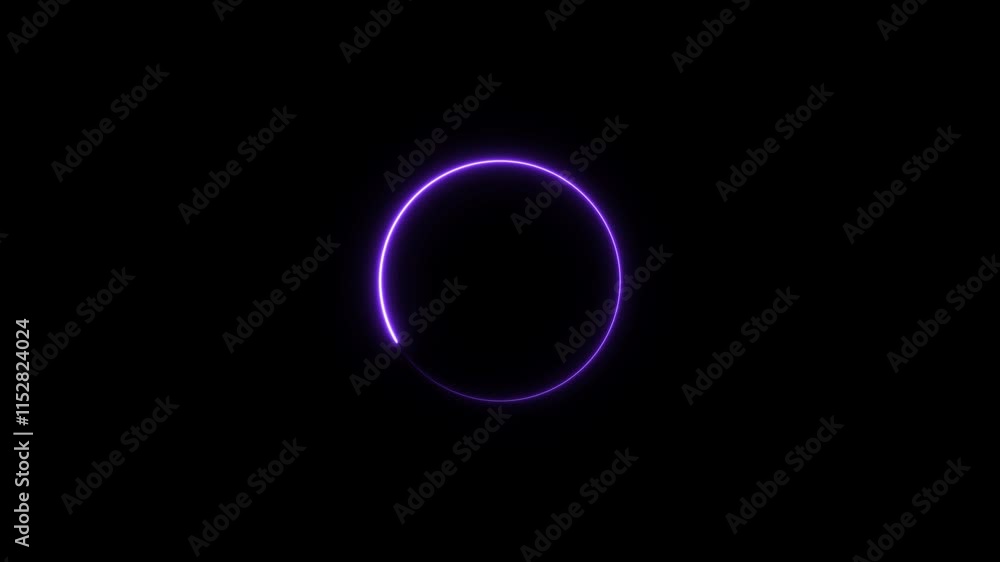 circle loading animation neon light purple color animation on black background. circle loading animation neon light purple color animation on black background.