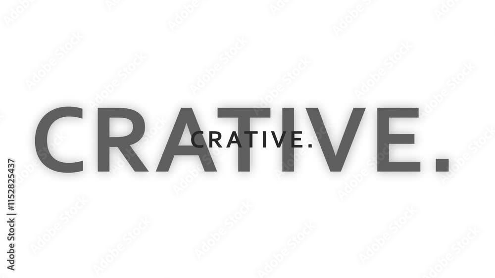Abstract glowing creative text gray color animation on white background. Abstract glowing creative text gray color animation on white background.
