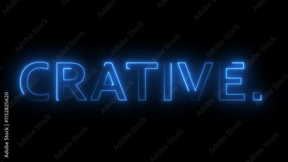 Abstract glowing creative text royal blue color neon light animation on black background. Abstract glowing creative text royal blue color neon light animation on black background.