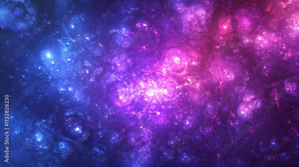 Obraz premium Vibrant Purple and Blue Abstract Digital Painting: Glowing Cosmic Nebula Illustration. AI Generated