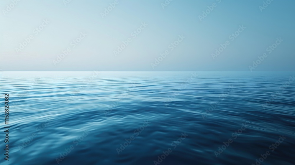 A serene view of calm ocean waters blending with the sky at dawn. A serene view of calm ocean waters blending with the sky at dawn.