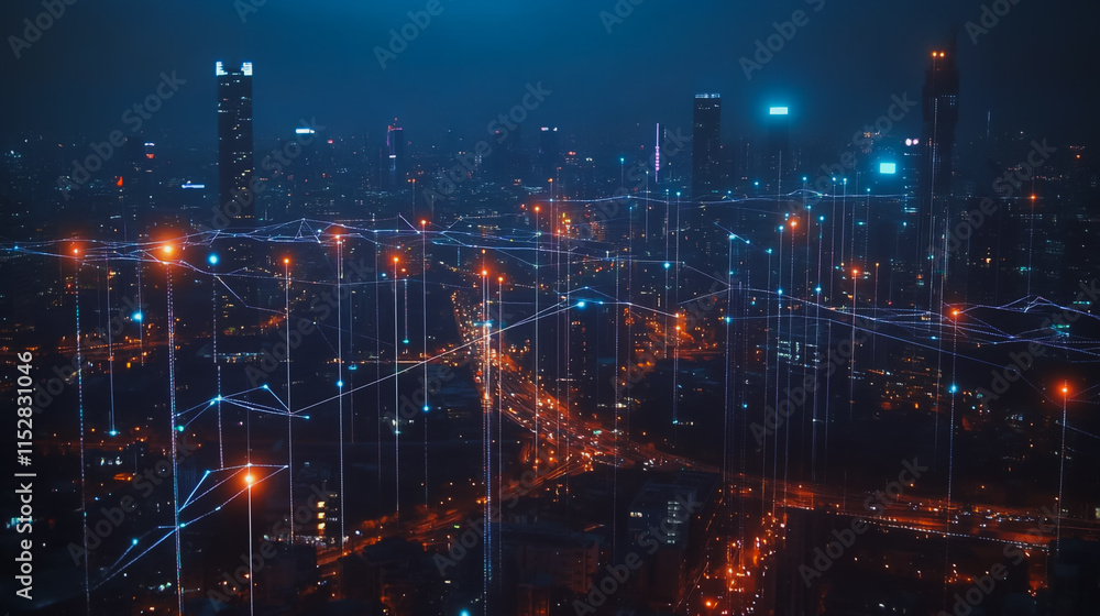 Smart digital city with connection cyber security network reciprocity over the cityscape . future smart wireless digital city and social media networking systems that connects people within the city Smart digital city with connection cyber security network reciprocity over the cityscape . future smart wireless digital city and social media networking systems that connects people within the city