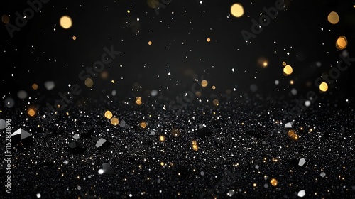 Glittering Monochrome Banner: Dark, White, and Black Shiny Background