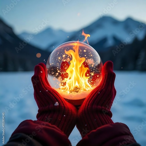 Hand Holding a Fiery Globe