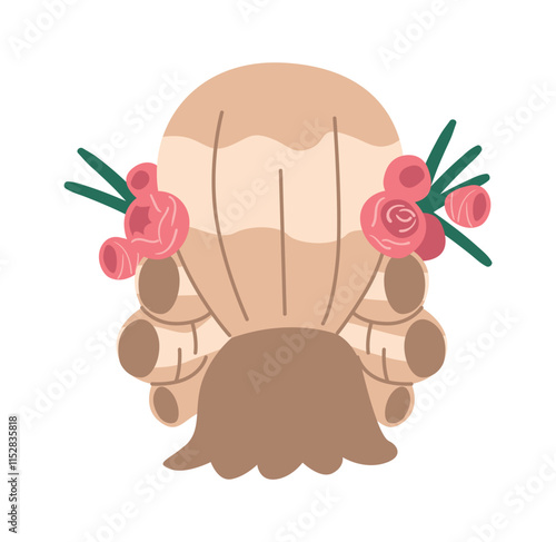 Female rococo wig with flowers