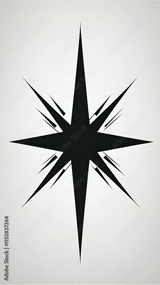 Fototapeta premium Abstract Black Starburst Illustration, A Geometric Design with Sharp Points Radiating Outward on Light Background