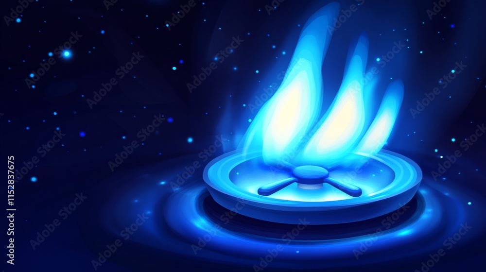 Blue flame of stove with financial graph and chart. Business with fuel in the stock market. Stock vector illustration. Blue flame of stove with financial graph and chart. Business with fuel in the stock market. Stock vector illustration.