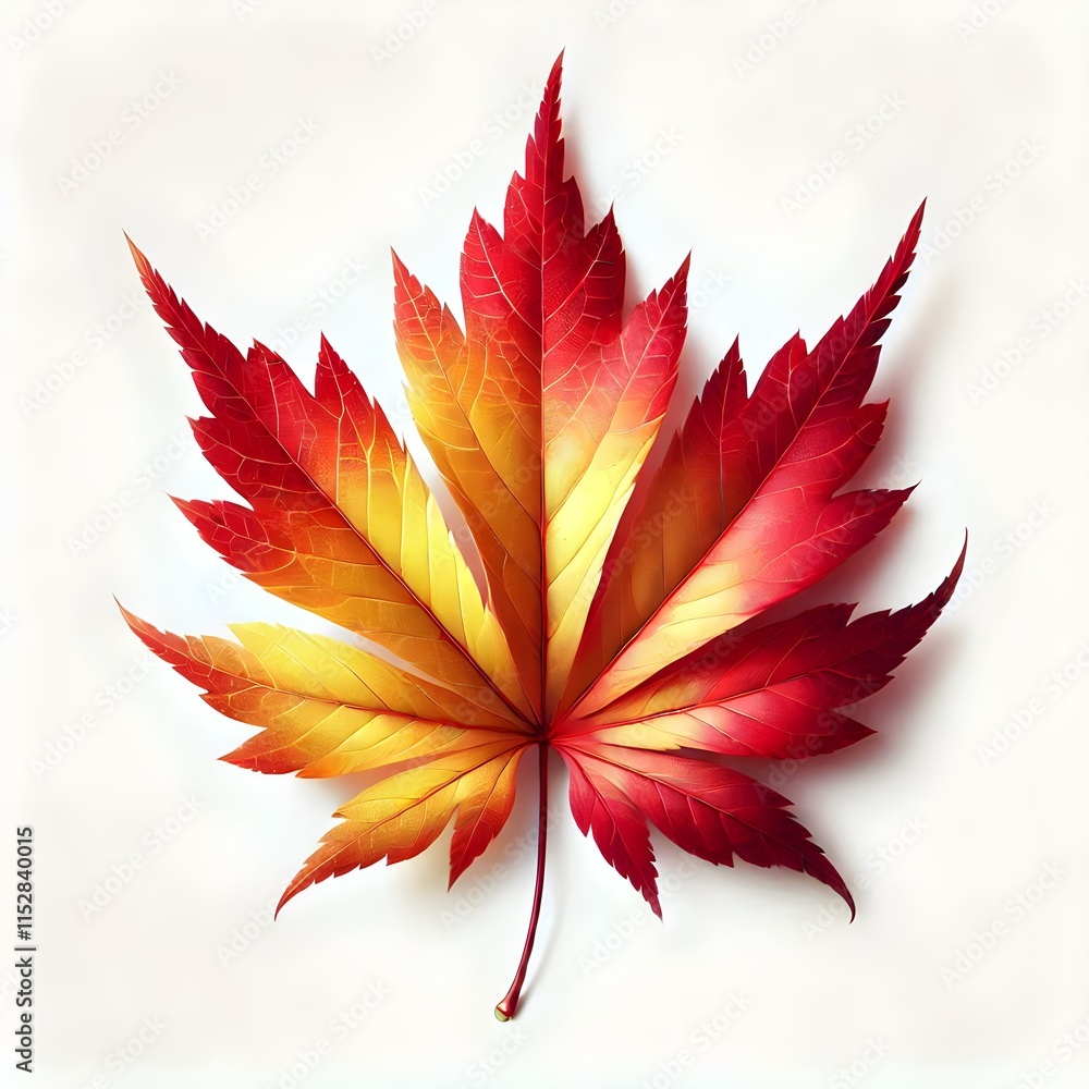 Vibrant Maple Leaf in Autumn Background on a White Canvas Highlighting Seasonal Elegance Vibrant Maple Leaf in Autumn Background on a White Canvas Highlighting Seasonal Elegance