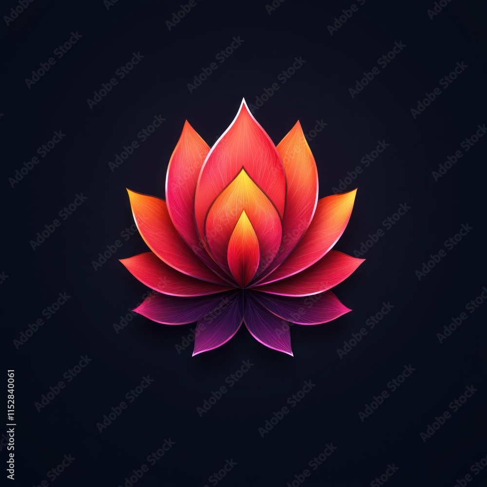 A vibrant, stylized lotus flower design with gradient colors on a dark background. A vibrant, stylized lotus flower design with gradient colors on a dark background.