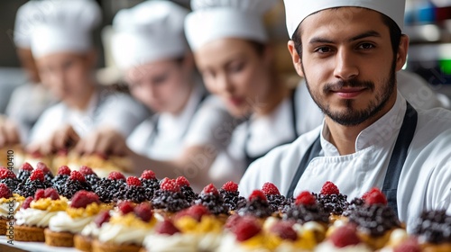Chef Preparing Desserts in Professional Kitchen