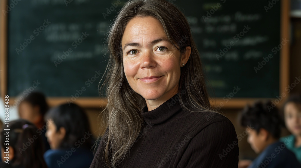 Female science professor confidently standing in front of a chalkboard, demonstrating complex theories, symbolizing strength, intelligence, and the impact of women in academic leadership.
Female science professor confidently standing in front of a chalkboard, demonstrating complex theories, symbolizing strength, intelligence, and the impact of women in academic leadership.