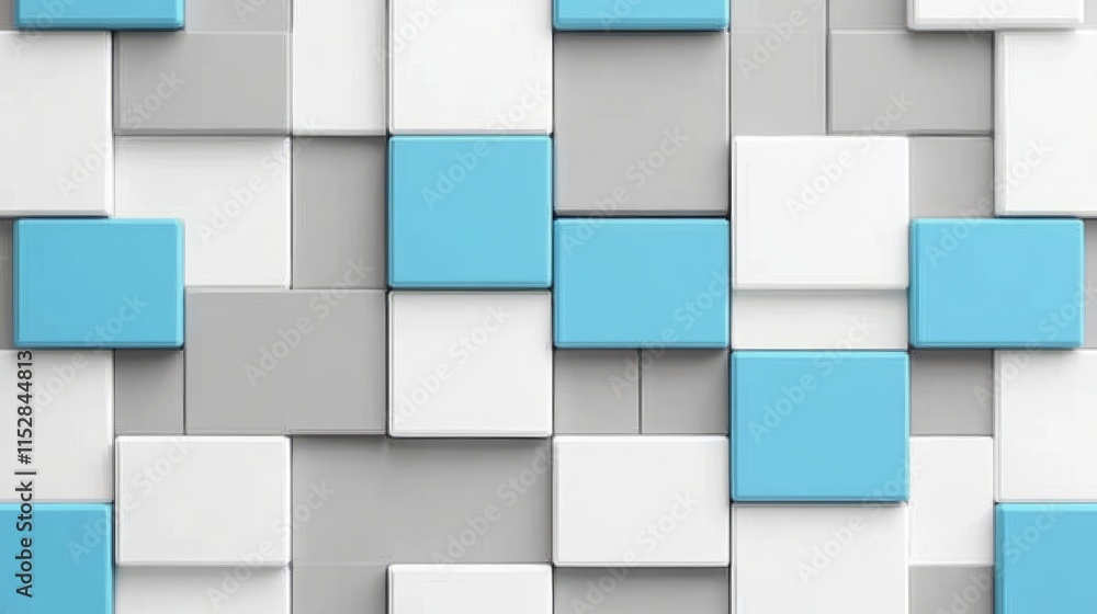Abstract Geometric Pattern of Cubes in Blue, White, and Gray Abstract Geometric Pattern of Cubes in Blue, White, and Gray