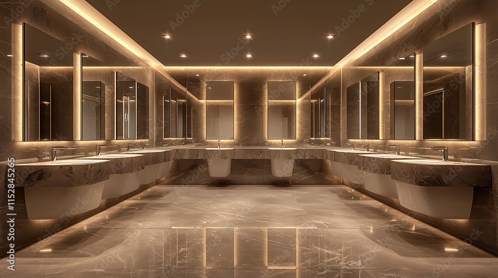 Obraz premium Luxurious Modern Public Restroom Design With Marble Accents
