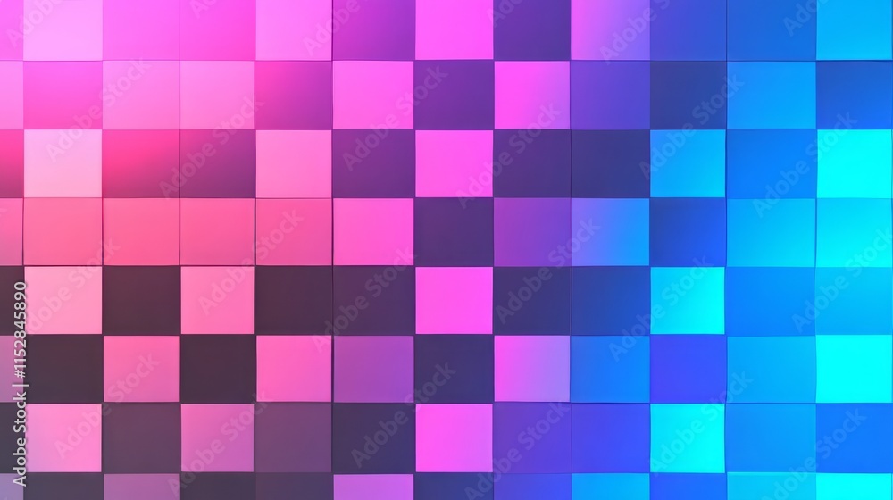 Abstract Gradient Checkerboard Pixel Art Background