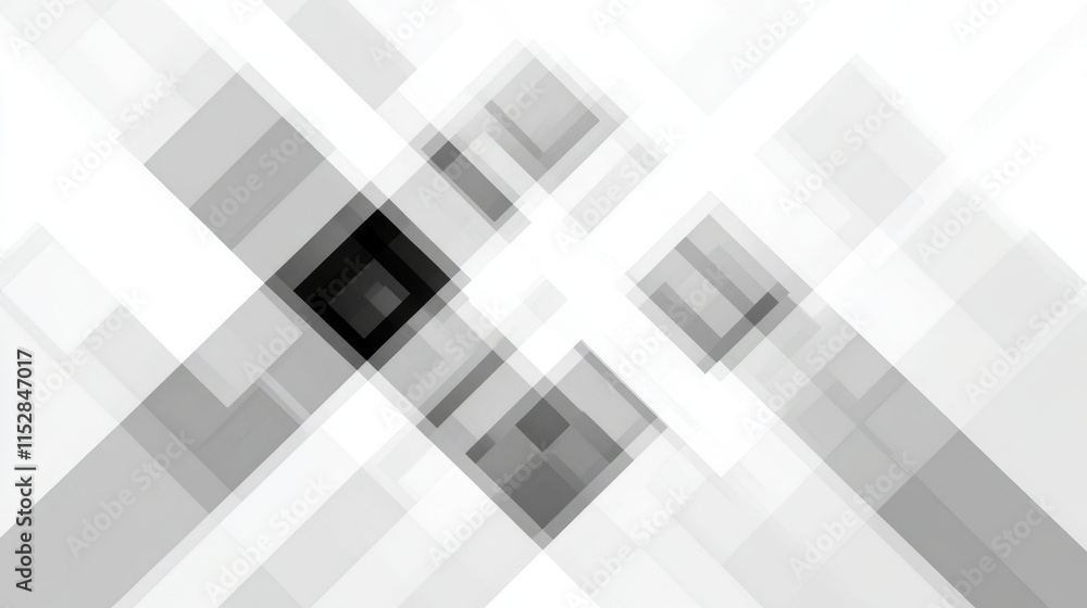 Abstract Grey and White Geometric Design with Overlapping Squares Abstract Grey and White Geometric Design with Overlapping Squares