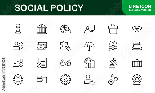 Social Policy Icon Set - High-Quality Graphics for Community, Inclusion, and Advocacy-Themed Projects