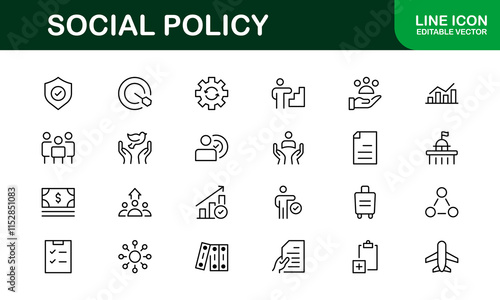 Social Policy Icon Set - High-Quality Graphics for Community, Inclusion, and Advocacy-Themed Projects