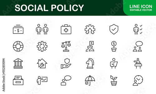 Social Policy Icon Set - High-Quality Graphics for Community, Inclusion, and Advocacy-Themed Projects