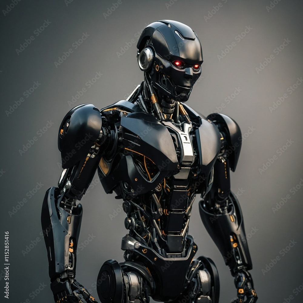 Close-Up of a Humanoid Robot - Sci-Fi Illustration Close-Up of a Humanoid Robot - Sci-Fi Illustration