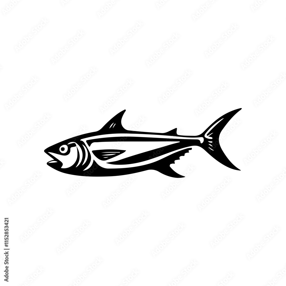 Obraz premium Fish Illustration in Black and White