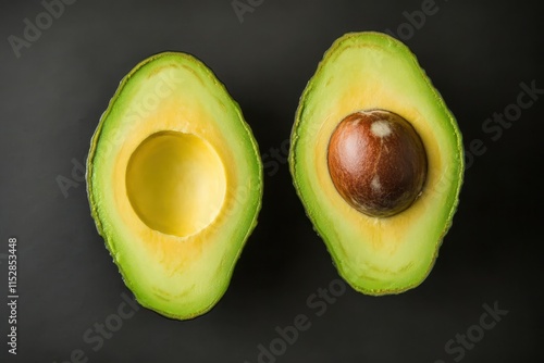 Two halved avocados on dark background. (27) photo