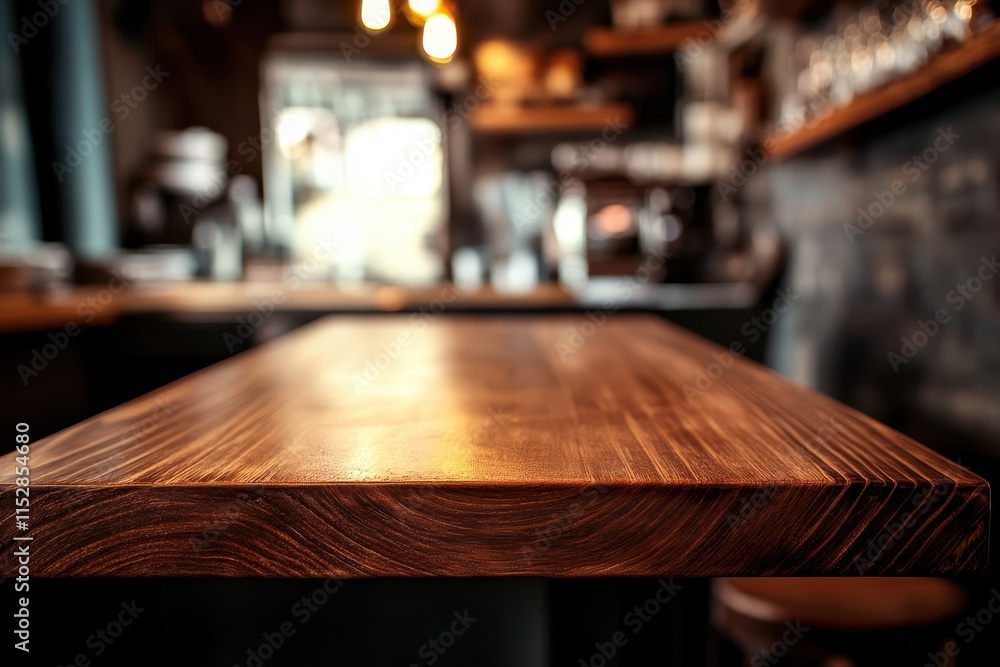Empty wooden table in a cafe. (2) Empty wooden table in a cafe. (2)