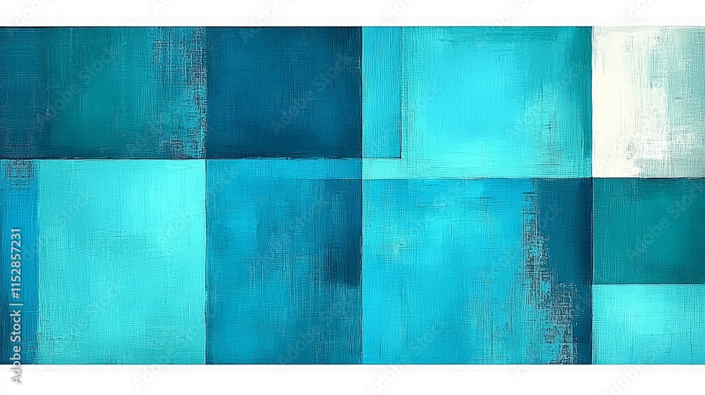 Naklejka premium Abstract Teal and White Geometric Canvas Art