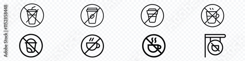 Prohibited coffee vector icon. No coffee icon. Forbidden espresso icon. No coffee cup sign icon, prohibition sign