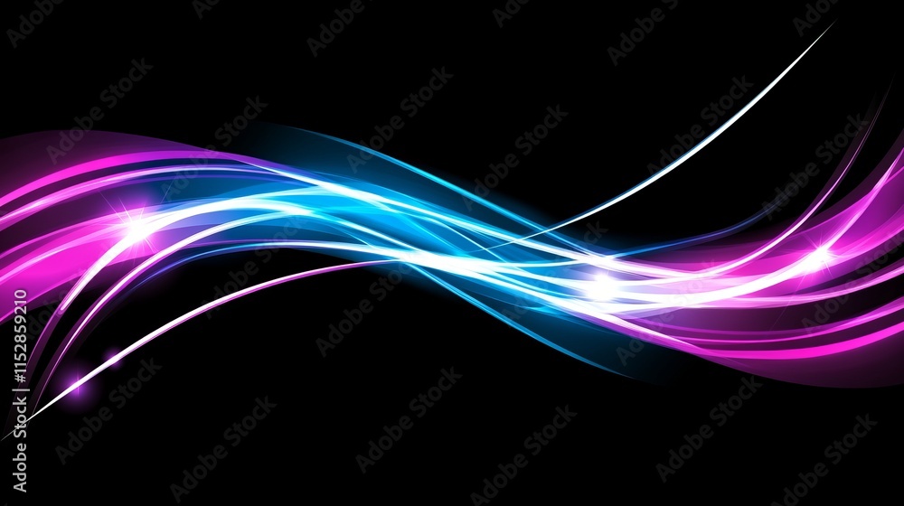 Abstract Wave Light Design, Vibrant Purple Blue Swirls Abstract Wave Light Design, Vibrant Purple Blue Swirls