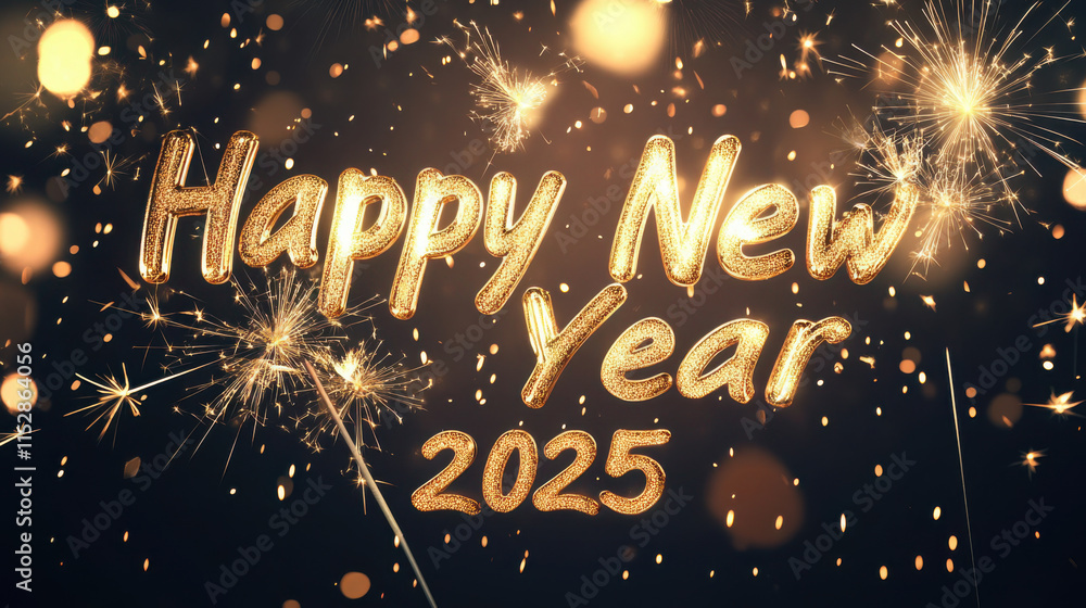 Fototapeta premium Amazing Web Banner with Sparkling New Year 2025 (Generative AI)