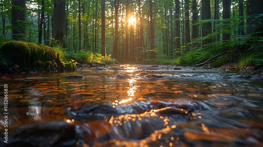 Obraz premium Serene forest glade with a clear stream