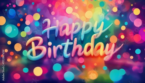 Colorful birthday image with bokeh lights, focusing on the foreground.