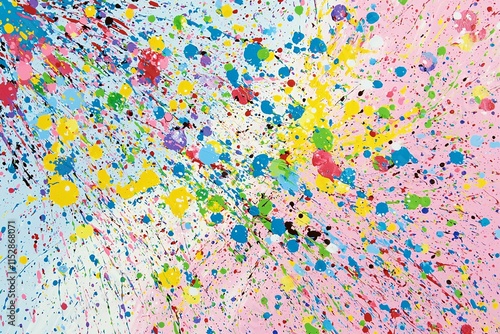 Pastel splatter art offers a distinctive visual appeal with its blend of soft colors and dynamic splashes, making it a stylish addition to modern interiors or creative spaces. photo