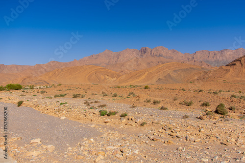 Desert valley in the Moroccan countryside near the Atlas Mountains