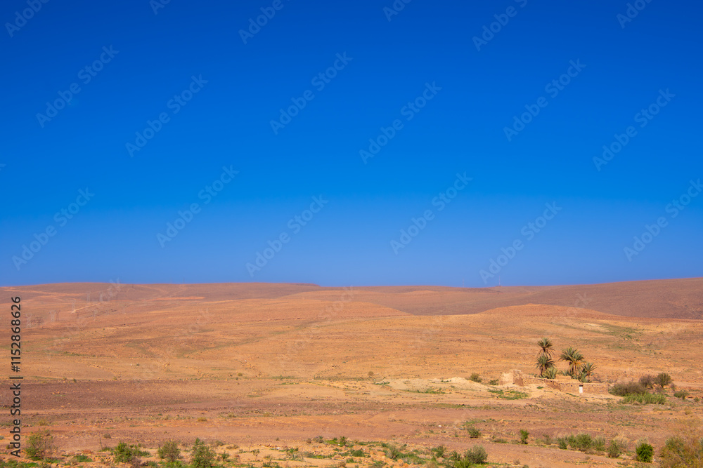 Desert valley in the Moroccan countryside near the Atlas Mountains