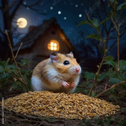 A Nutty Feast - A Hamster's Happy Mealtime photo