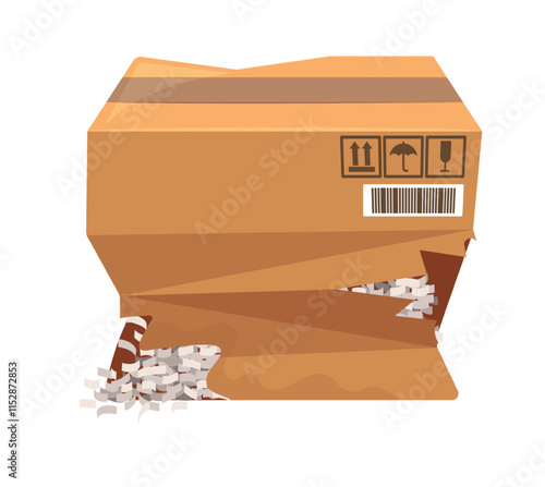 Ripped cardboard parcel box vector illustration