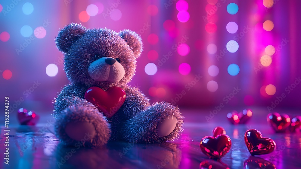 custom made wallpaper toronto digitalTeddy Bear Holding Heart Romantic Valentine Scene