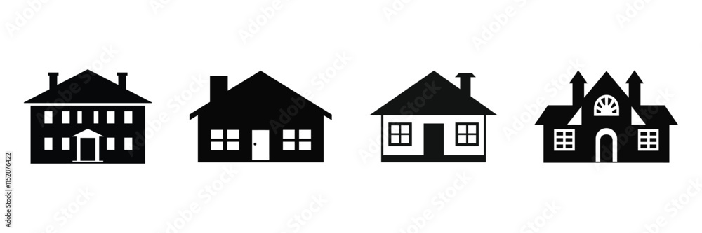 House icon, silhouette, outline, vector, illustration, isolated on a white background House icon, silhouette, outline, vector, illustration, isolated on a white background
