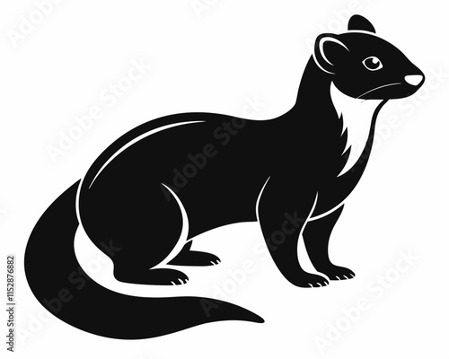 silhouette of Ferret vector on white background