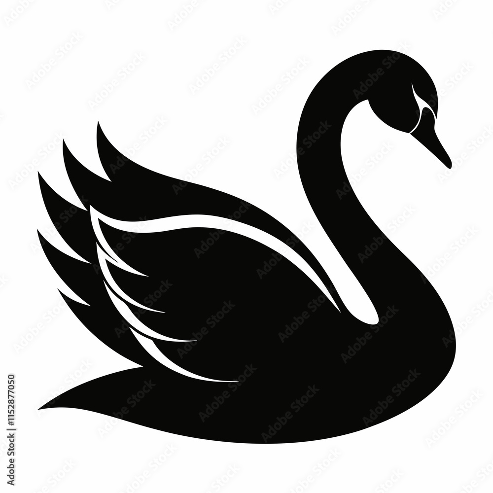 silhouette of Swan vector on white background silhouette of Swan vector on white background