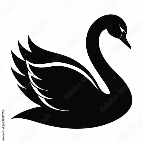 silhouette of Swan vector on white background