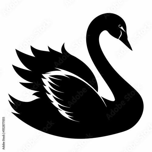 silhouette of Swan vector on white background