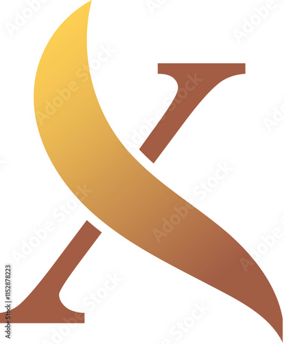 X Letter Logo. Couffeur, Hair and Beauty. Golden.