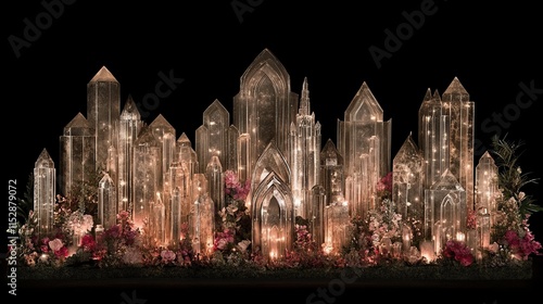 Crystal Cityscape Illuminated Floral Arrangement