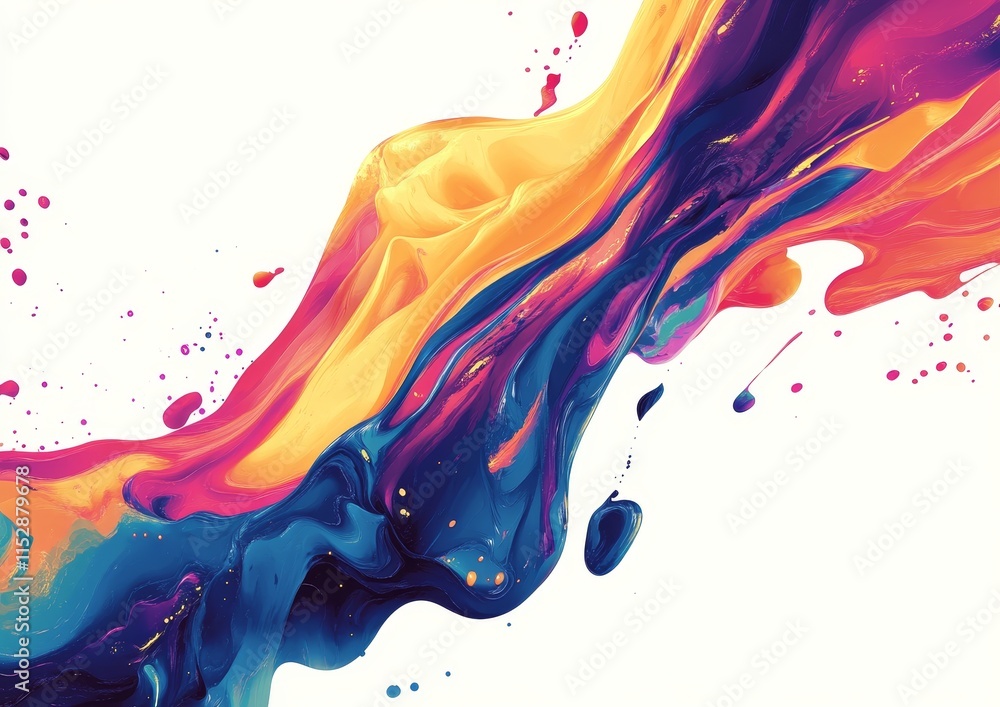 Abstract colorful paint splash flowing on white background. Abstract colorful paint splash flowing on white background.